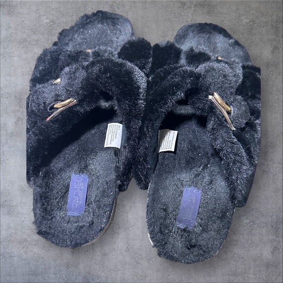 Rachel by Rachel Roy Women’s Black Faux Fur Slide Sandals Size 8 - Picture 5 of 7